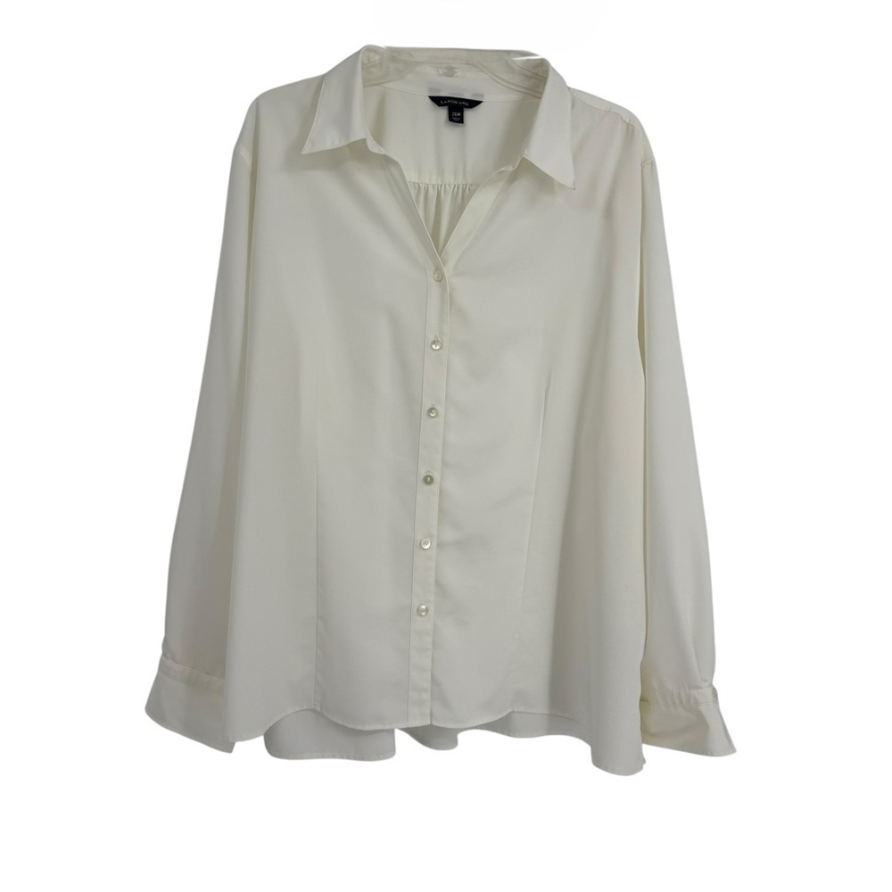 Lands’ End Womens Size 26W Top Button Up Dress Shirt Career Collared Long Sleeve
